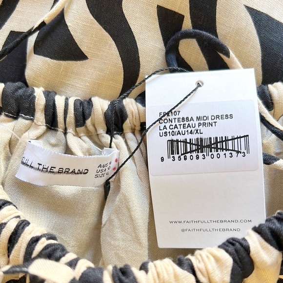 Faithfull The Brand Contessa Strapless Shirred Printed Linen Midi Dress NWT - Picture 13 of 16